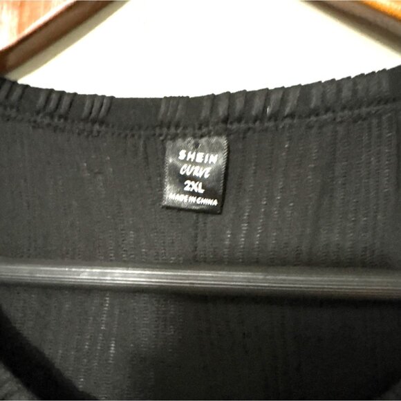Shein Curve Black Ribbed Sleeveless Bodysuit W/ Snap Closure 2XL Polyester Blend - Picture 2 of 8